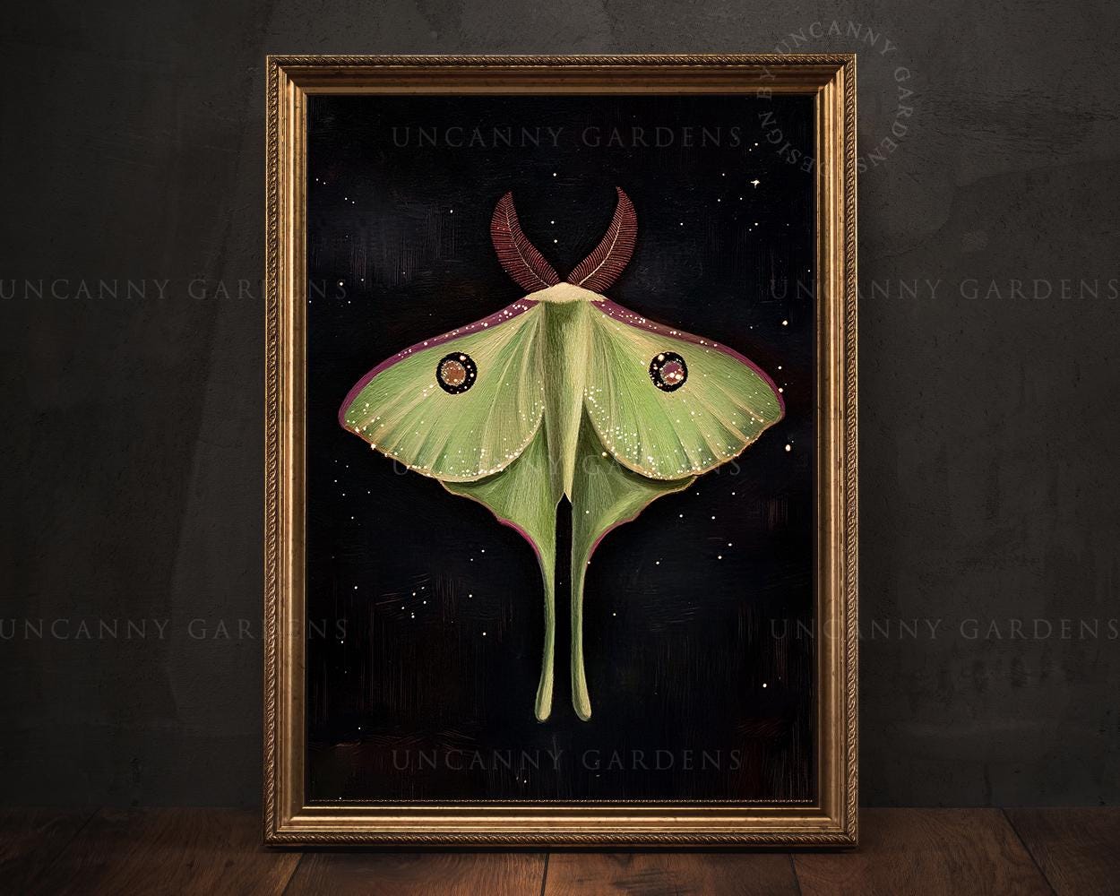 Luna Moth Art Print - Mystical Insect Wall Art, Dark Academia Decor ...