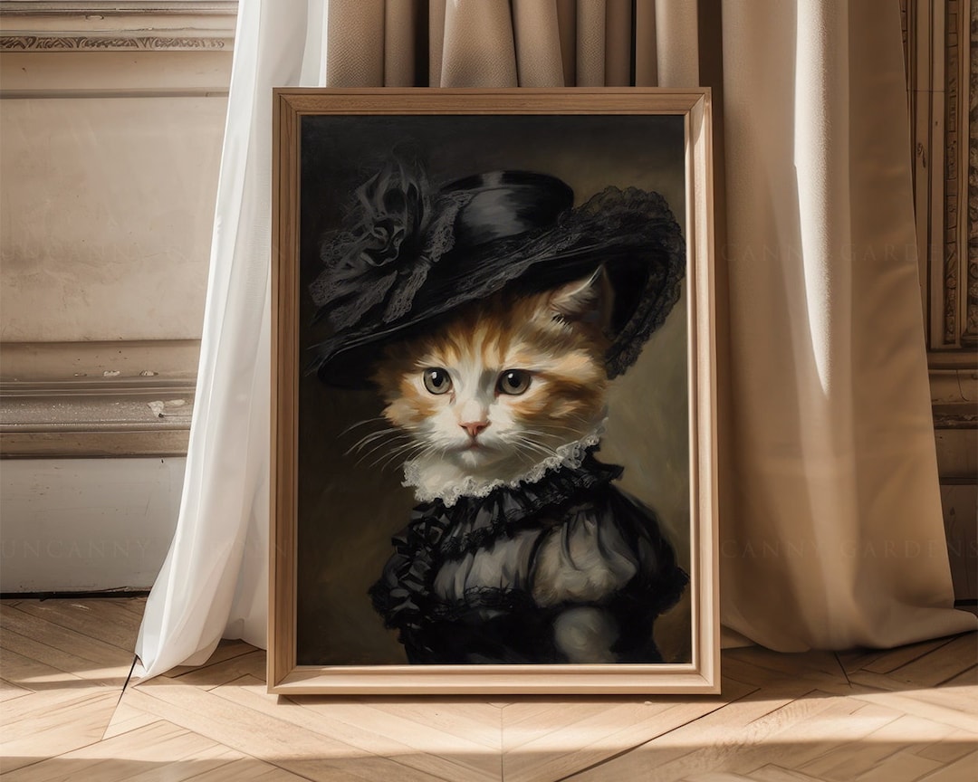 Ginger Tabby Cat Victorian Animal Portrait, Cat Lovers Gift for