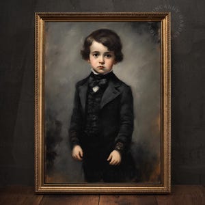 Little Edgar Allan Poe Portrait, Victorian Gothic Home Decor, Literary Wall Art, Book Lover Gift, Dark Academia Painting, Gothic Nursery 204
