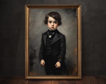 Little Edgar Allan Poe Portrait, Victorian Gothic Home Decor, Literary Wall Art, Book Lover Gift, Dark Academia Painting, Gothic Nursery 204