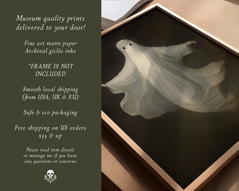 Tiny Ghost Art Print, Cute Sheet Ghost Painting, Little Ghost, Gothic ...