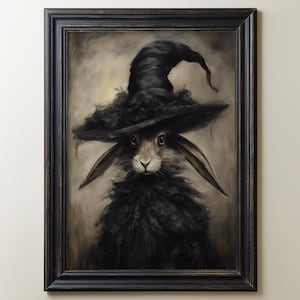 Whimsical Rabbit Witch Art Print, Victorian Rabbit Portrait, Witchy ...