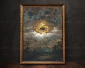 All Seeing Eye Wall Art - Vintage Celestial Print, Eye of Providence, Spiritual Painting, Light Academia,  Fine Art Poster, Gothic Home 511