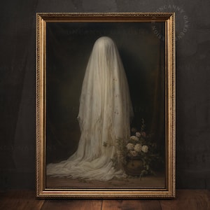 Haunting Ghost Victorian Portrait, Haunted Mansion Decor, Spooky