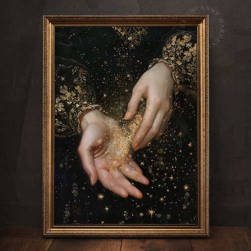 We Are All Stardust, Romatic Academia, Dark Cottagecore Art Print, Moody Paintings, Maximalist Decor, Vintage Celestial Art, Witchy Gift C1