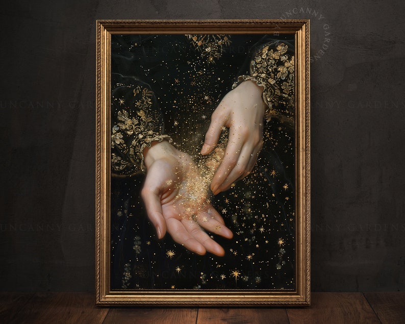 We Are All Stardust, Romatic Academia, Dark Cottagecore Art Print, Moody Paintings, Maximalist Decor, Vintage Celestial Art, Witchy Gift C1 image 1