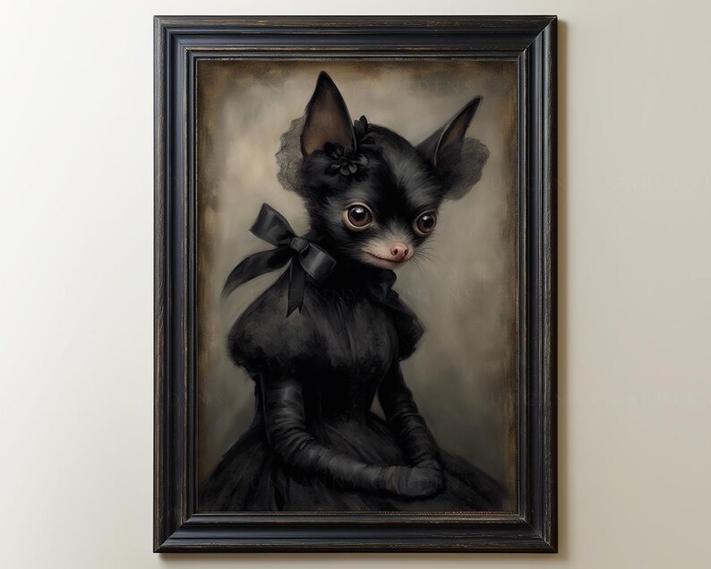 Victorian Bat, Halloween Wall Art, Dark Coquette Room Decor, Moody
