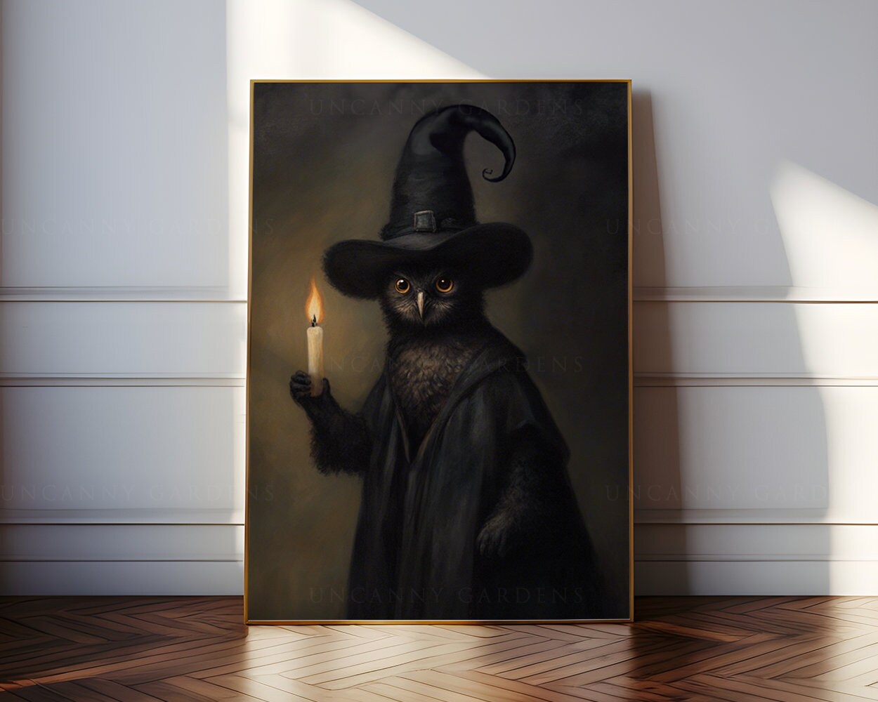 Gothic Witch Familiar Owl Art Print, Dark Academia Print ...