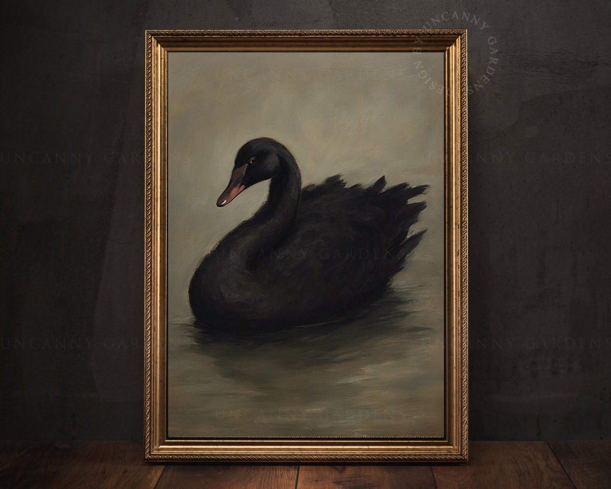 Antique Black Swan Art Print, Romantic Wall Art, Victorian Bird