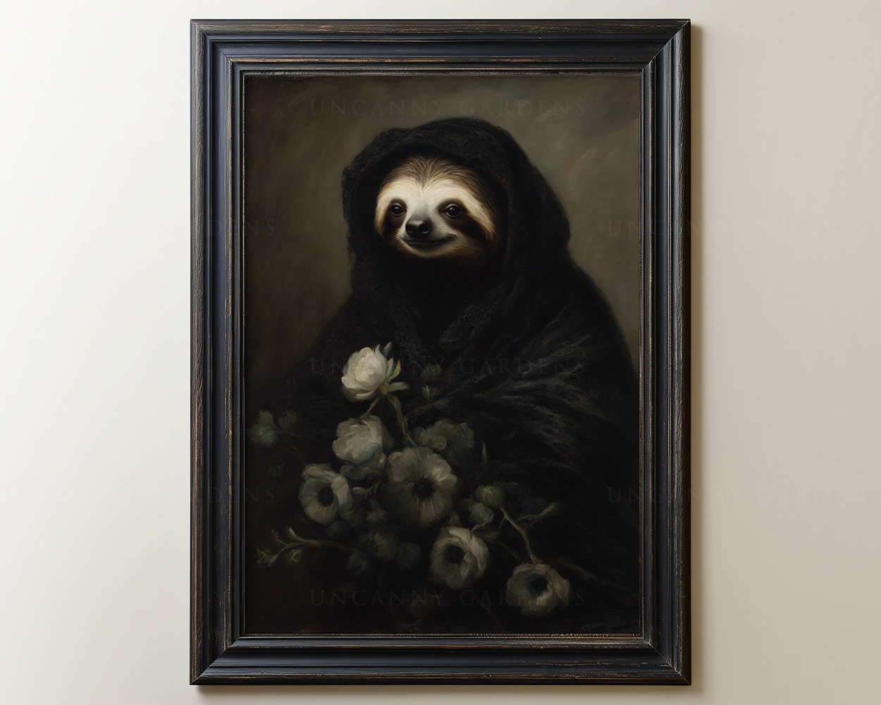 Victorian Gothic Sloth Portrait, Vintage Animal Prints, Dark Academia ...
