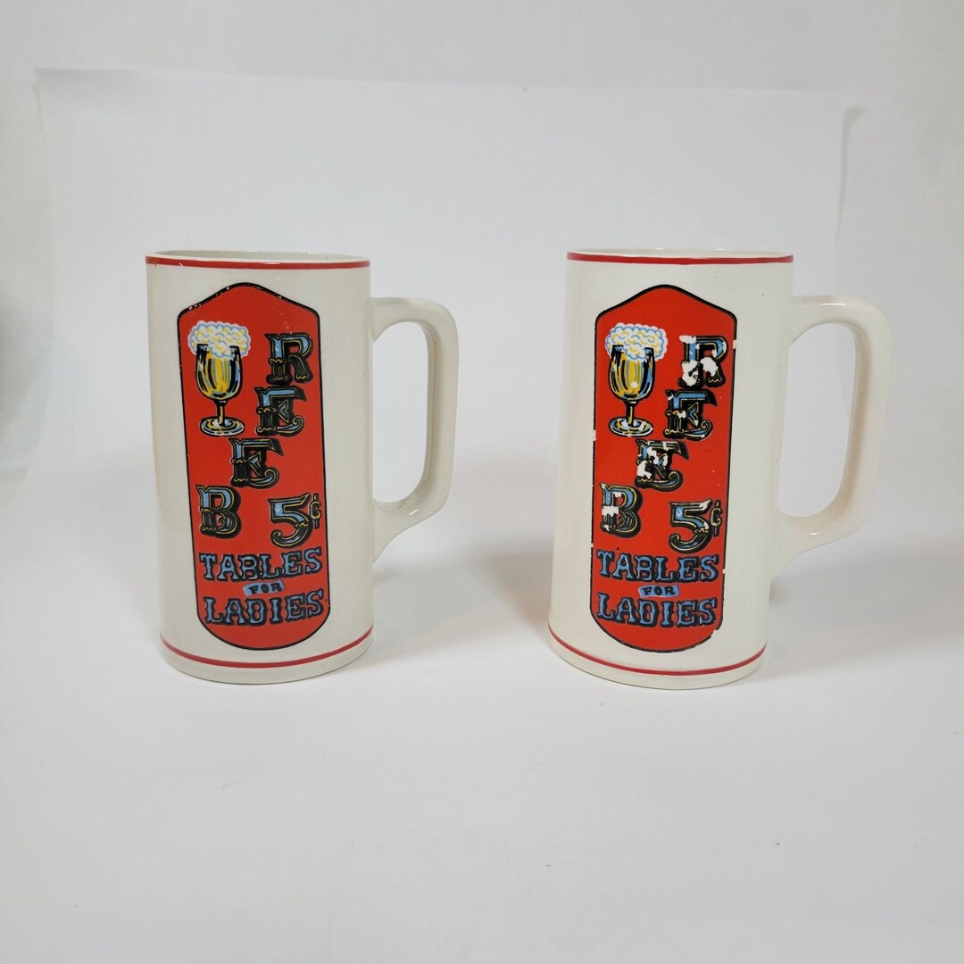Vintage Beer Steins JAPAN 5 Cent Tables for Ladies Set of 2 Etsy