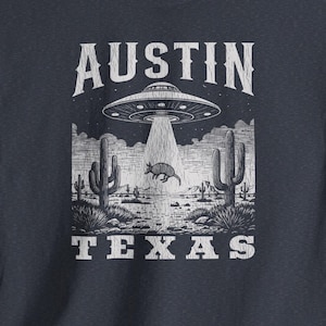Weird Austin Texas Armadillo UFO T-Shirt: Funny Alien Abduction Gag Gift, Plus Sizes