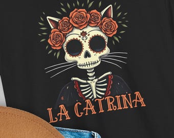 La Catrina Day Of The Dead Sugar Skull Cat Shirt