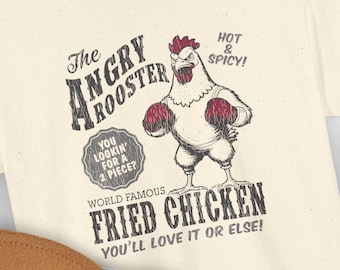 Angry Rooster Fried Chicken Shirt, Funny Chicken Lover Tee, Unique Foodie Gag Gift