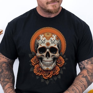T-shirt d'Halloween mexicain Dia De Los Muertos, cadeau crâne en sucre Calavera Day of the Dead, vêtements de saison fantasmagoriques de Style gothique Unique