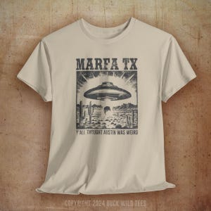 Marfa Lights Graphic Tee: Vintage Texas Souvenir T-Shirt