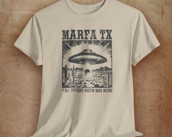 Marfa Lights Vintage TX Souvenir Graphic Tee Shirt, Texas Armadillo T-Shirt Gift, Weird Like Austin