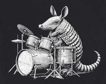 Maglietta Armadillo che suona la batteria, regalo per batteristi, musicisti e amanti della musica country