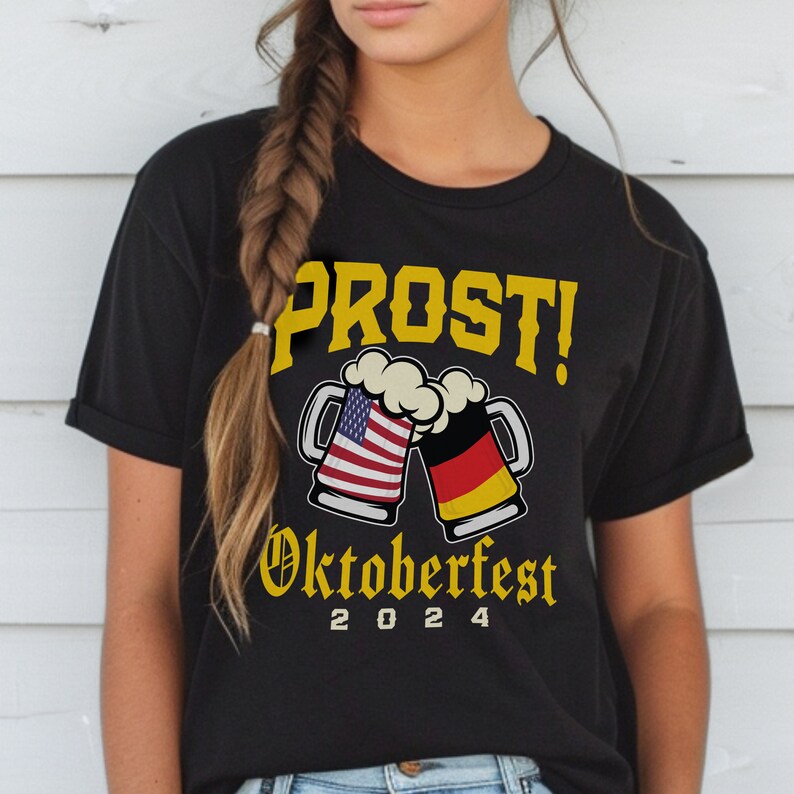 Women's Oktoberfest Bier T-Shirt - German Beer Heart Print Casual Tee (Prost Bavarian Style) - View #3