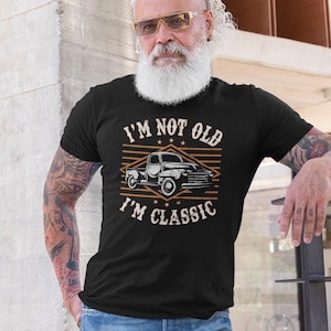 Old Man Classic Truck Lover T-Shirt Gift, Vintage Graphic Tee For Dad Grandpa Husband, Funny 50th 60th 70th 80th Birthday Present