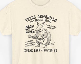 Austin Texas Armadillo Music Festival Shirt, Vintage Style Country Concert Tee