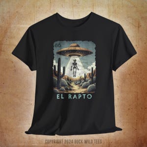 Tag der Toten UFO Alien Entführung Shirt, Dia De Los Muertos Skelett Loteria Mexicana Grafik T-Shirt, Einzigartiges Sci Fi Halloween Geschenk