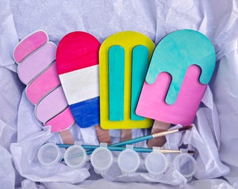 DIY Popsicle Painting Kit: Laser Engraved Wooden Craft Set