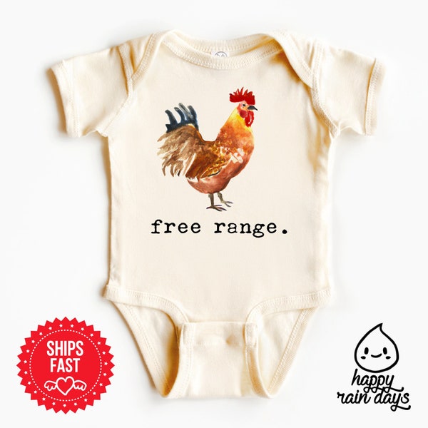 Free range onesie®, cute chicken baby bodysuit, country styled onesie®, farm baby outfit