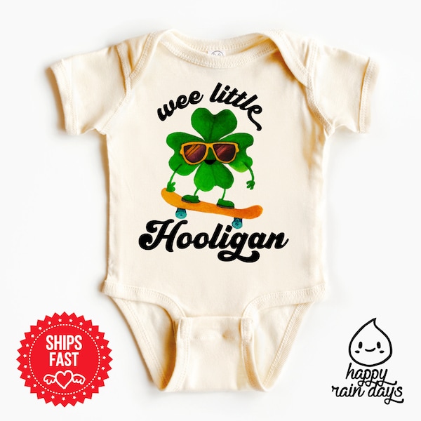 Wee little hooligan baby onesie® - body del día de San Patricio - retro natural irlandés baby onesie®