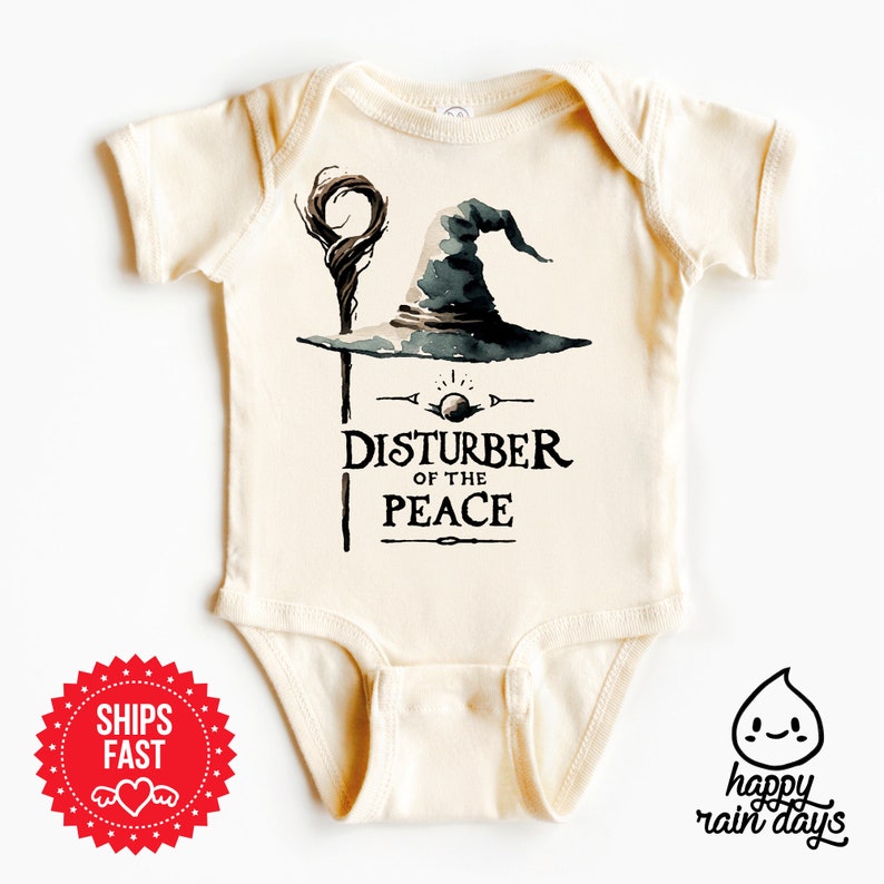 Disturber of the peace baby bodysuit, nerdy baby gifts, hobbit door, one ring baby, hobbit baby, halfling baby image 1