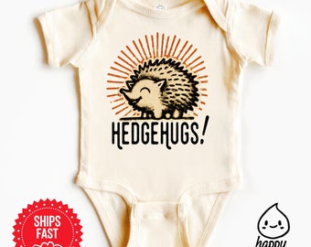 Retro hedgehug baby onesie® - cute hedgehog onesie® - hedgehog pun baby onesie® - woodland baby bodysuit