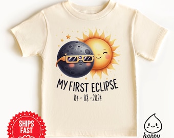 My first solar eclipse shirt, solar eclipse kids shirt, toddler eclipse shirt, youth eclipse shirt, total solar eclipse 2024, eclipse party