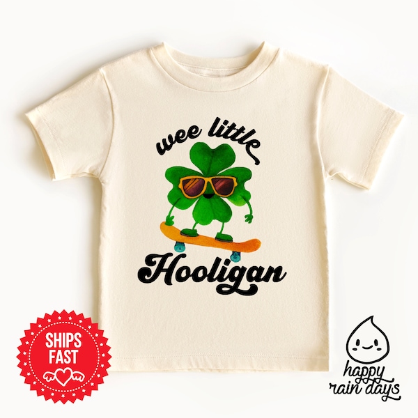 Wee little hooligan camiseta para niños pequeños - camisa para niños del día de San Patricio - camiseta retro irlandesa natural para niños pequeños