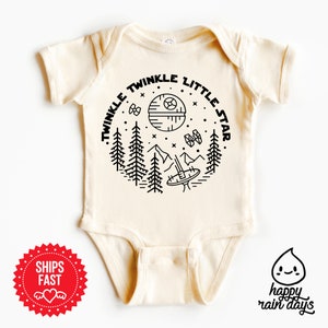 Twinkle twinkle little star baby bodysuit, death star onesie®, moon planet, bodysuit for baby vintage inspired star wars gift baby shower