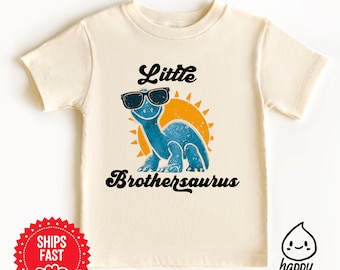 Little brother saurus t-shirt, boy dinosaur t-shirt, trex dino baby kids shirt