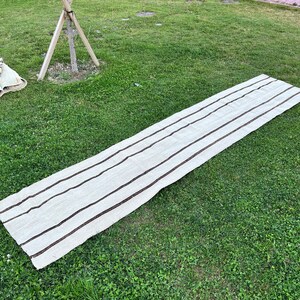 Handwoven Turkish Striped Kilim Runner Rug - Vintage Boho Home Decor - Colorful Striped Kilim - Hallway Decor, Entryway Rug, Kitchen Rug