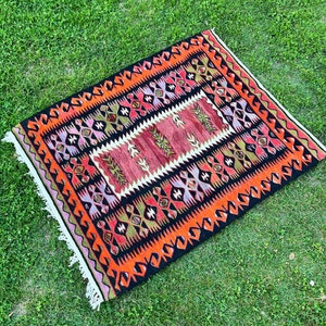 Kelim Teppich Vintage, Kelimteppich, Kelimteppich, Hochzeitsteppich, Kelimteppich, Anatolischer Teppich, Wollteppich