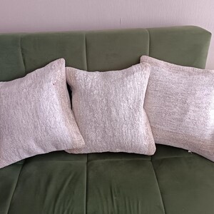 Türkischer Kelim-Kissenbezug, 45x45 cm, Boho-Kissenbezug, ethnisches Dekokissen, handgemachtes Wohndekor, Hanf-Kissenbezug, 3-er Set Kissen