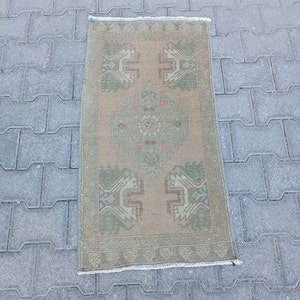 Old Small Turkish Rug, 2x3 Oushak Vintage Rug, Door Mat Rug, Handmade Rug, Unique Rug, Rustic Rug, Bathroom Rug, Small Kitchen Rug, Wool Rug