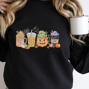 Halloween Horror Coffee Sweatshirt, Horror Movie Coffee Halloween Hoodie, Halloween Sweatshirt, Spooky Season Sweater,Happy Halloween Hoodie