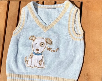 Vintage inspired baby puppy dog sweater vest