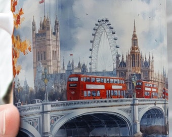 London in Autumn Travel Edition-mok, Brits cadeau, Londense mok, skyline van Londen, cadeau voor beste vriend, cadeau voor Londense minnaar, kleurenmok