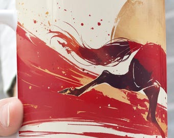 Year of the Horse Ceramic Mug, Lunar New Year Watercolor Art, Red and Gold Galloping Horse, Symbol of Strength and Freedom, Perfect for Gift