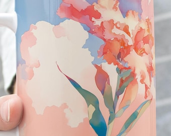 Artistic Ceramic Mug, Georgia O Keeffe Red Canna Sky Coffee Cup, Nature Floral Gift