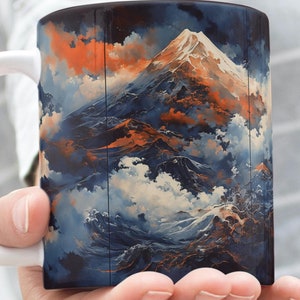 Red Fuji Thunderstorm Mug - Hokusai Art Coffee Cup, Japanese Landscape Design, Perfect Gift for Art Lovers, Ceramic Mug 11oz 15oz