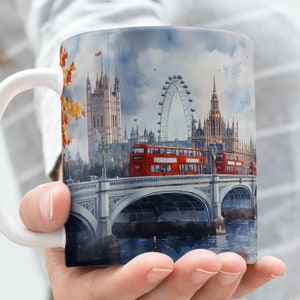 London in Autumn Travel Edition Mug, British Gift, London Mug, London Skyline, Gift for Best Friend, Gift for London Lover, Color Mug