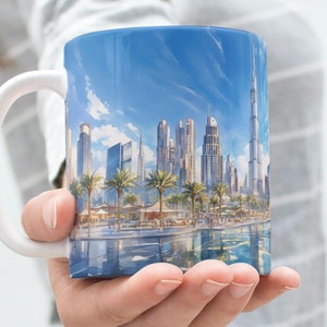 Dubai Skyline Mug - Minimalist Black and White City Souvenir