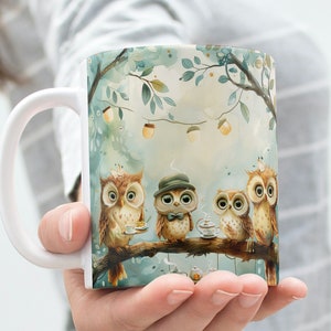 Whimsical Wisdom Owls, Teatime Owls Mug, Cute Owls, Owl Art, Owl Gifts, Baby Owls, Funny Cute Owls, Owl Lover, Bird Mug, Vintage Spotted Owl