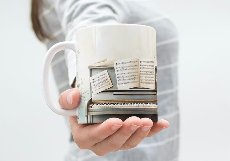 Music Teacher Gift Mug Piano & Sheet Music Coffee Cup, Choir Band ...
