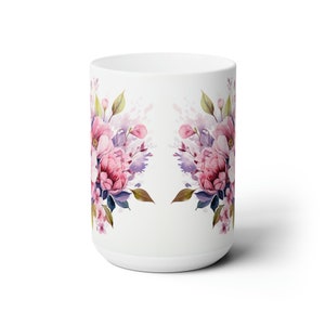 Taza de cerámica con estampado floral de 444 ml (15 oz), popular, superventas, regalos por menos de 10 €, tendencia en Etsy, idea de regalo de Navidad, artículo más vendido imagen 4